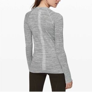 Lululemon Swiftly Speed Long Sleeve Top Tee White Black Stripe